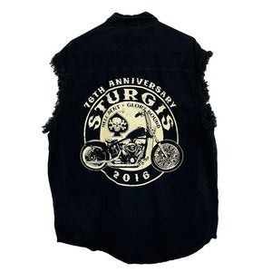 Mens XL‎ Sturgis 2016 Rally Week Black Sleeveless Shirt Hell Bent Glory Bound